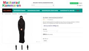 E-handlare säljer burka-maskeraddräkt - skapar debatt