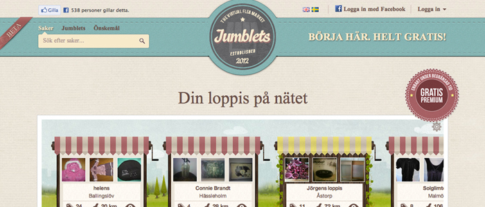 Jumblets - En virtuell Loppis med kompispriser