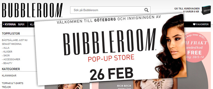 Bubbleroom satsar vidare på temporära butiker